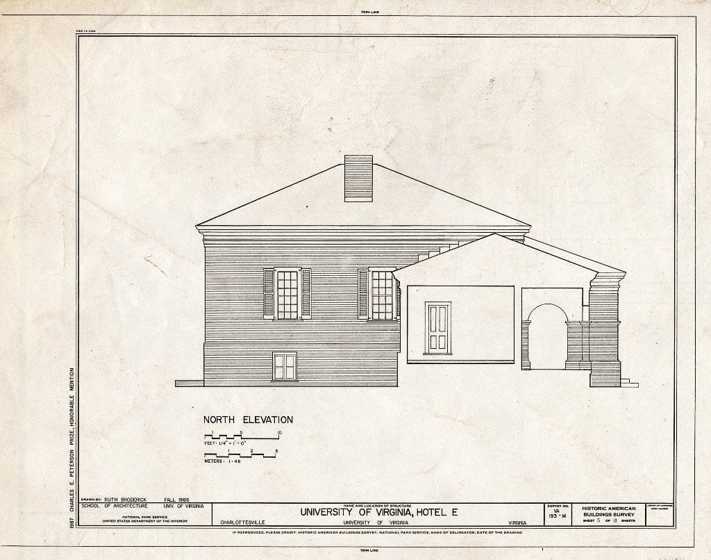 Blueprint HABS VA,2-Char,1Q- (Sheet 5 of 8) - University of Virginia, Hotel E, West Range, Charlottesville, Charlottesville, VA