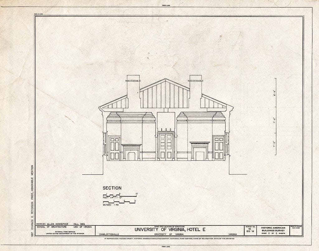 Blueprint HABS VA,2-Char,1Q- (Sheet 6 of 8) - University of Virginia, Hotel E, West Range, Charlottesville, Charlottesville, VA
