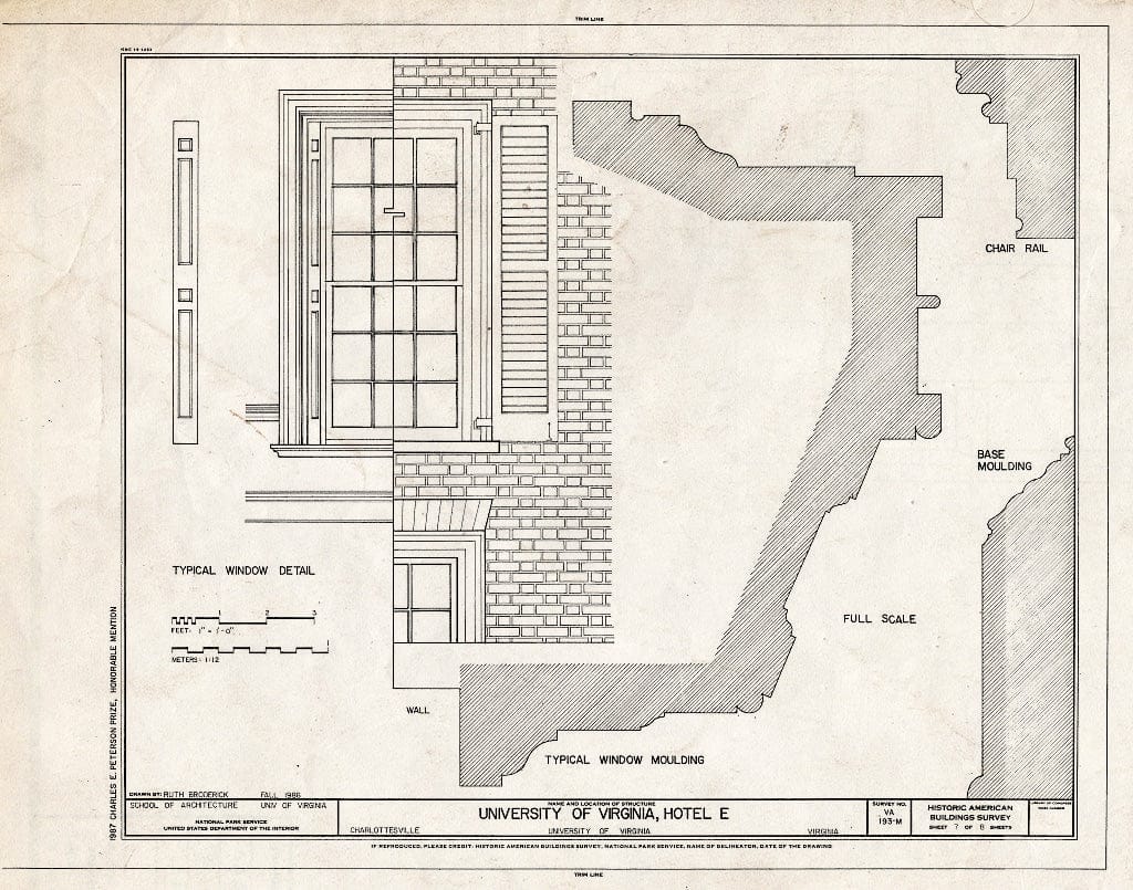 Blueprint HABS VA,2-Char,1Q- (Sheet 7 of 8) - University of Virginia, Hotel E, West Range, Charlottesville, Charlottesville, VA