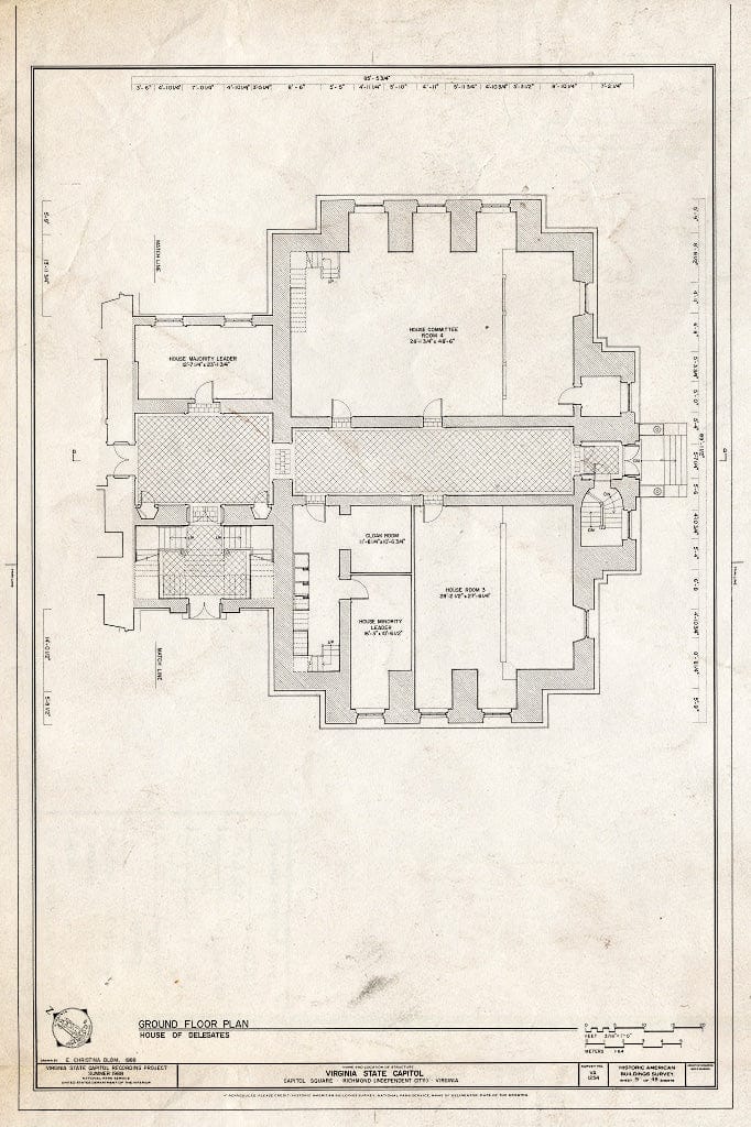 Blueprint HABS VA,44-Rich,9- (Sheet 9 of 48) - Virginia State Capitol, Bank and 10th Streets, Capitol Square, Richmond, Independent City, VA