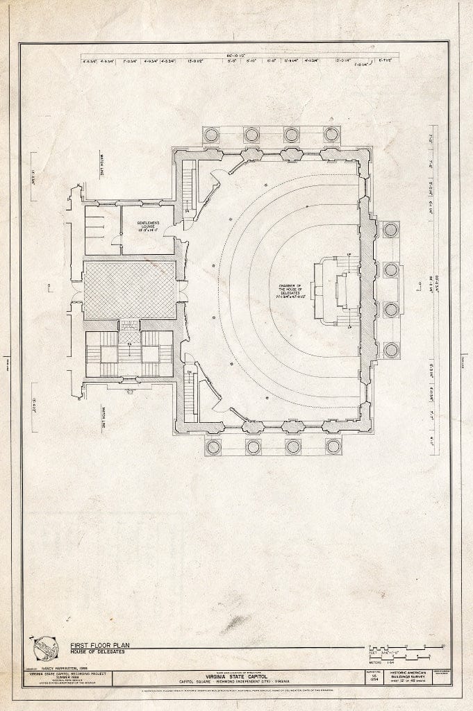 Blueprint HABS VA,44-Rich,9- (Sheet 12 of 48) - Virginia State Capitol, Bank and 10th Streets, Capitol Square, Richmond, Independent City, VA