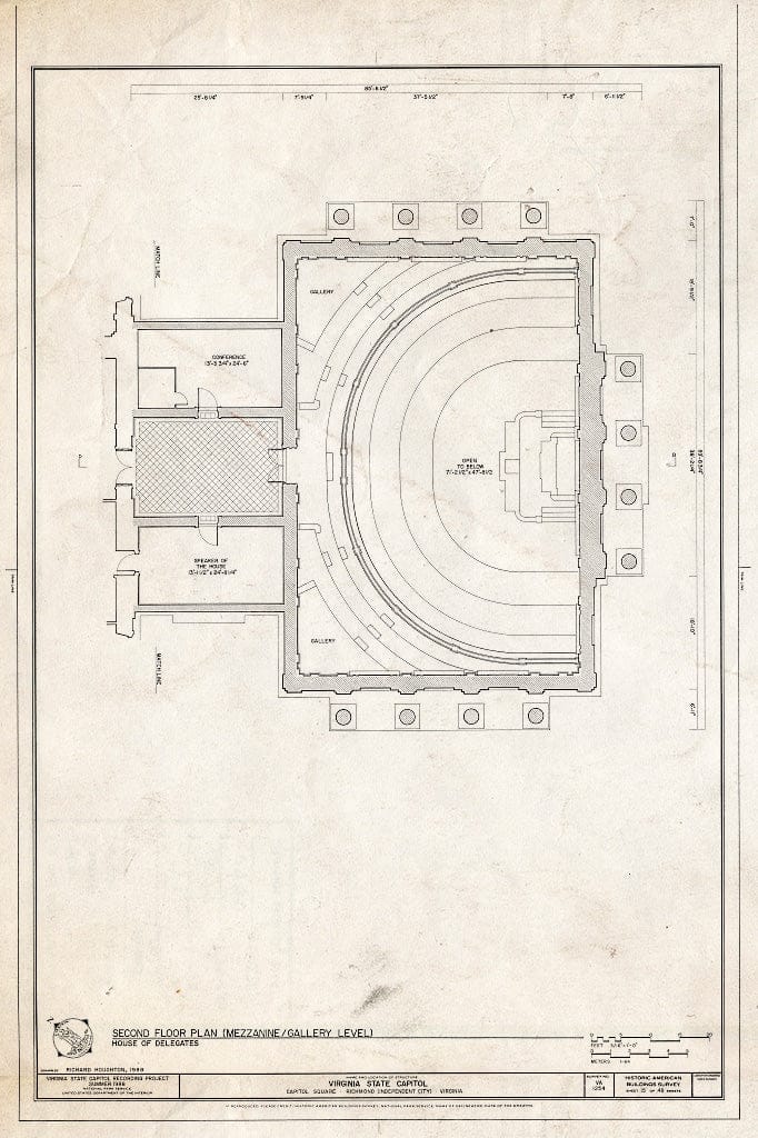 Blueprint HABS VA,44-Rich,9- (Sheet 15 of 48) - Virginia State Capitol, Bank and 10th Streets, Capitol Square, Richmond, Independent City, VA