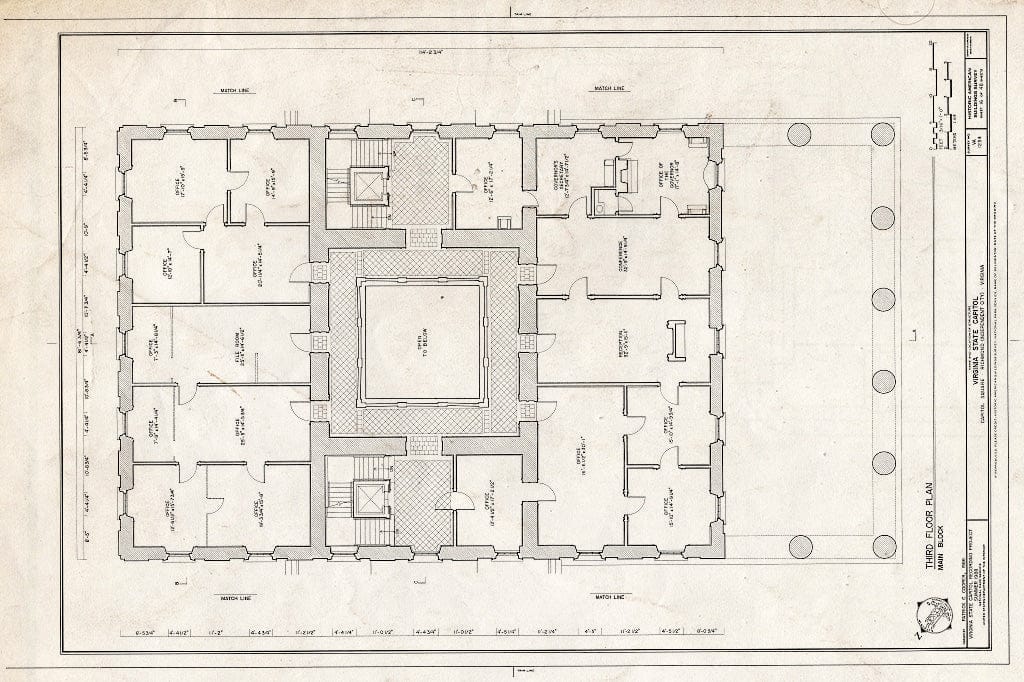 Blueprint HABS VA,44-Rich,9- (Sheet 16 of 48) - Virginia State Capitol, Bank and 10th Streets, Capitol Square, Richmond, Independent City, VA