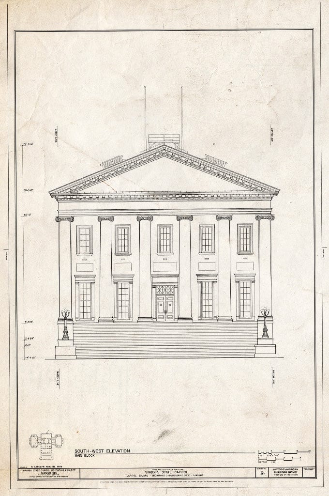 Blueprint HABS VA,44-Rich,9- (Sheet 24 of 48) - Virginia State Capitol, Bank and 10th Streets, Capitol Square, Richmond, Independent City, VA