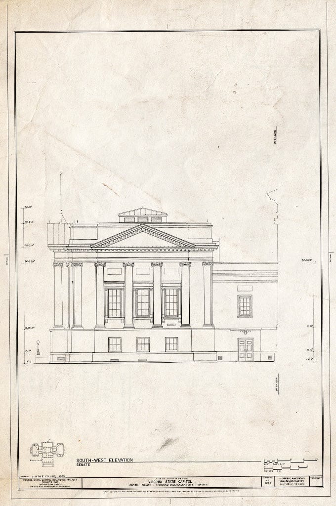 Blueprint HABS VA,44-Rich,9- (Sheet 25 of 48) - Virginia State Capitol, Bank and 10th Streets, Capitol Square, Richmond, Independent City, VA