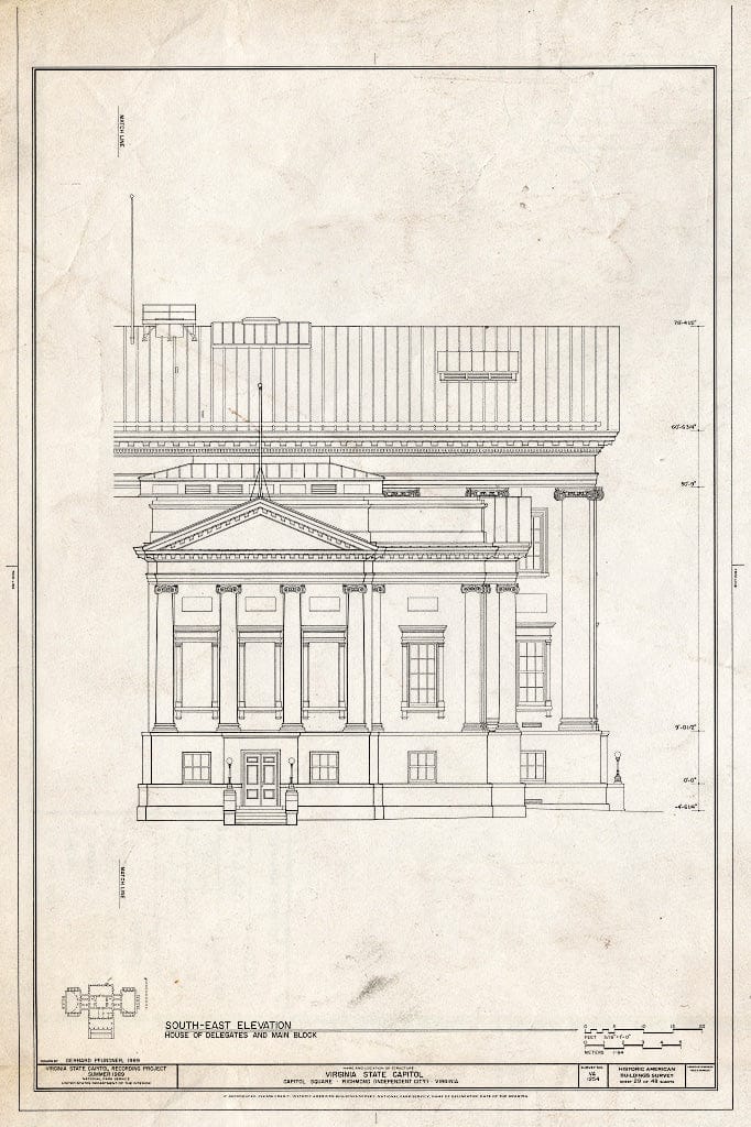 Blueprint HABS VA,44-Rich,9- (Sheet 29 of 48) - Virginia State Capitol, Bank and 10th Streets, Capitol Square, Richmond, Independent City, VA