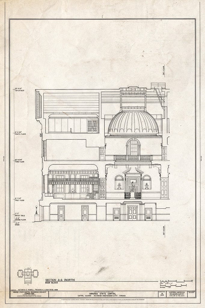 Blueprint HABS VA,44-Rich,9- (Sheet 39 of 48) - Virginia State Capitol, Bank and 10th Streets, Capitol Square, Richmond, Independent City, VA