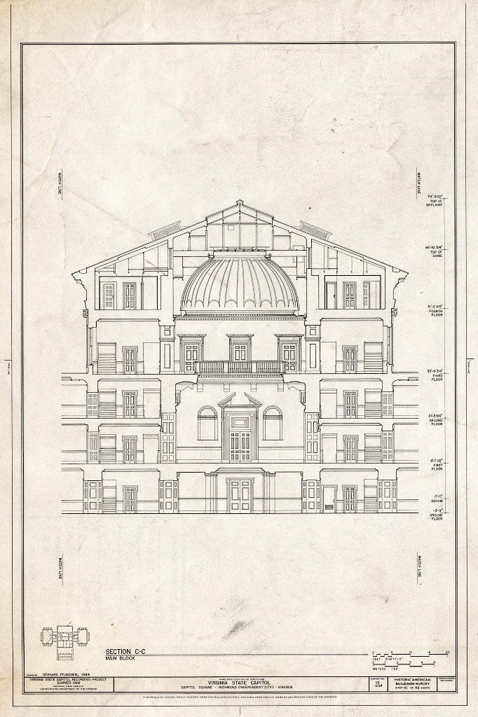 Blueprint HABS VA,44-Rich,9- (Sheet 41 of 48) - Virginia State Capitol, Bank and 10th Streets, Capitol Square, Richmond, Independent City, VA