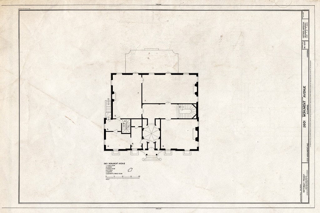 Blueprint HABS VA,44-Rich,131- (Sheet 1 of 1) - 2601 Monument Avenue (House), Richmond, Independent City, VA