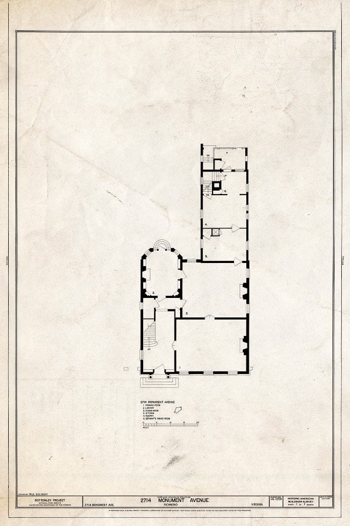 Blueprint HABS VA,44-Rich,133- (Sheet 1 of 1) - 2714 Monument Avenue (House), Richmond, Independent City, VA
