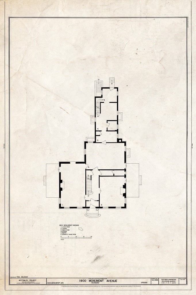 Blueprint HABS VA,44-Rich,118- (Sheet 1 of 1) - 1800 Monument Avenue (House), Richmond, Independent City, VA