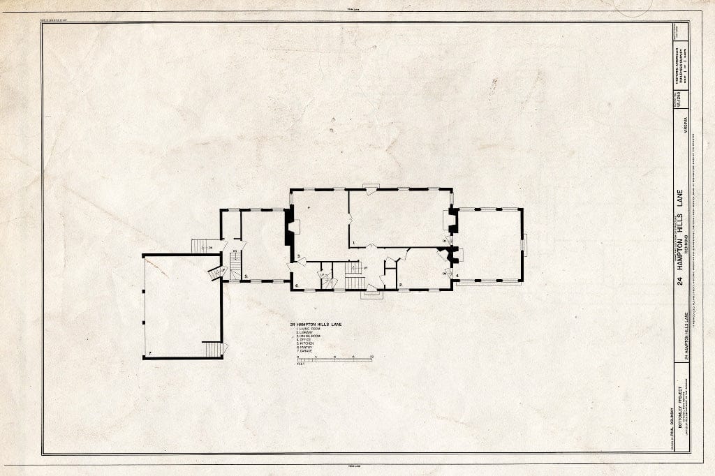 Blueprint HABS VA,44-Rich,128- (Sheet 1 of 1) - 24 Hampton Hills Lane (House), Richmond, Independent City, VA