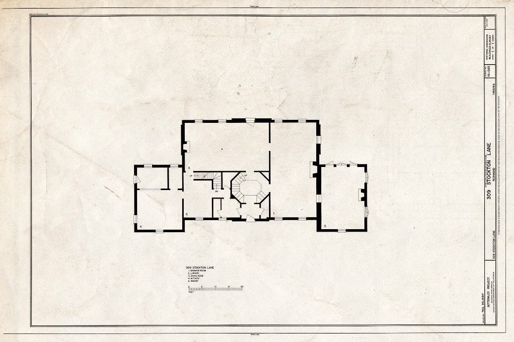 Blueprint HABS VA,44-Rich,136- (Sheet 1 of 1) - 309 Stockton Lane (House), Richmond, Independent City, VA