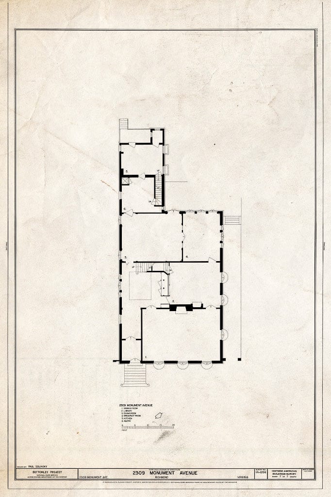 Blueprint HABS VA,44-Rich,125- (Sheet 1 of 1) - 2309 Monument Avenue (House), Richmond, Independent City, VA