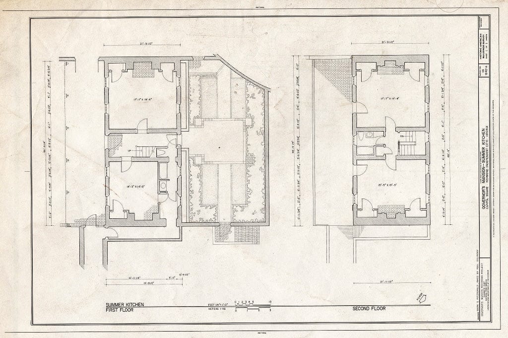 Blueprint HABS VA,44-Rich,8A- (Sheet 1 of 1) - Governor's Mansion, Summer Kitchen, Capitol Square, Richmond, Independent City, VA