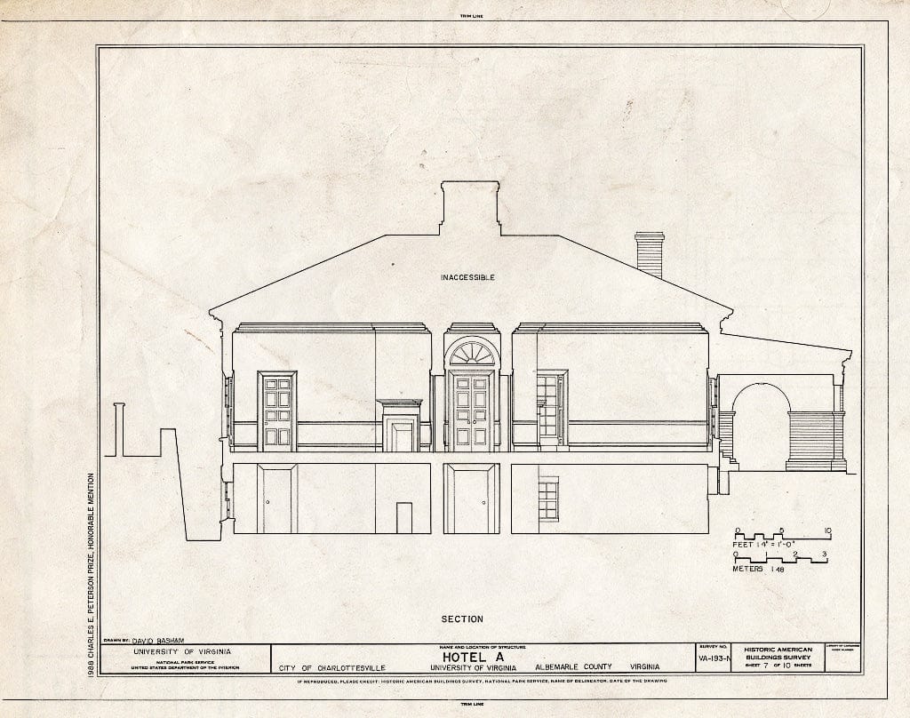 Blueprint HABS VA,2-Char,1-N- (Sheet 7 of 10) - University of Virginia, Hotel A, West Range, Charlottesville, Charlottesville, VA