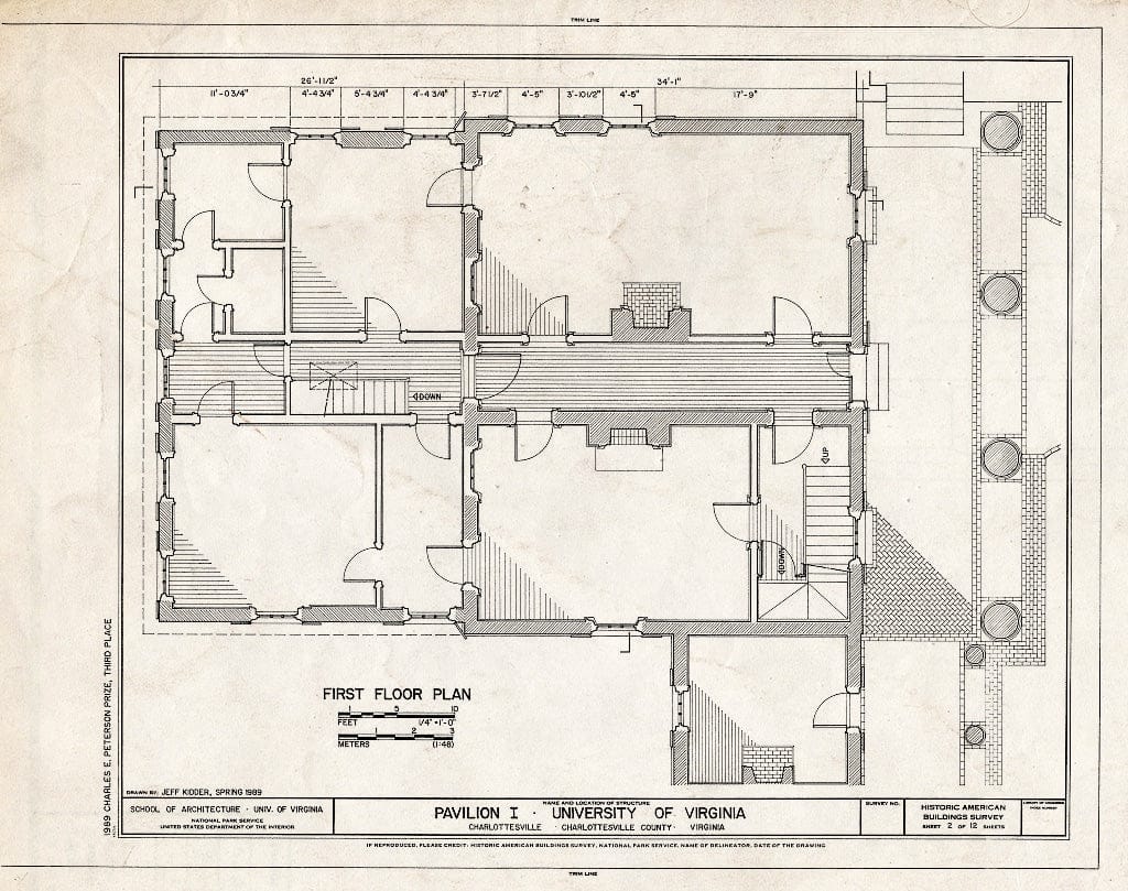 Blueprint HABS VA,2-Char,1-C- (Sheet 2 of 12) - University of Virginia, Pavilion I, West Lawn, Charlottesville, Charlottesville, VA