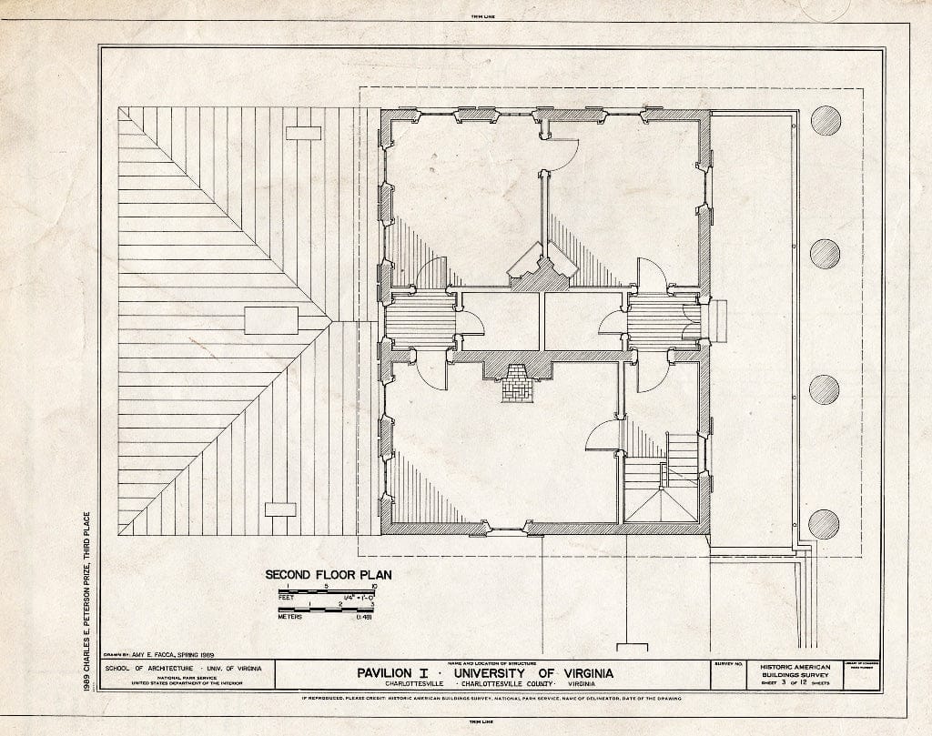 Blueprint HABS VA,2-Char,1-C- (Sheet 3 of 12) - University of Virginia, Pavilion I, West Lawn, Charlottesville, Charlottesville, VA