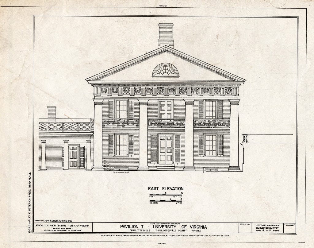 Blueprint HABS VA,2-Char,1-C- (Sheet 4 of 12) - University of Virginia, Pavilion I, West Lawn, Charlottesville, Charlottesville, VA