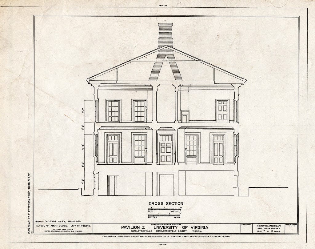 Blueprint HABS VA,2-Char,1-C- (Sheet 7 of 12) - University of Virginia, Pavilion I, West Lawn, Charlottesville, Charlottesville, VA