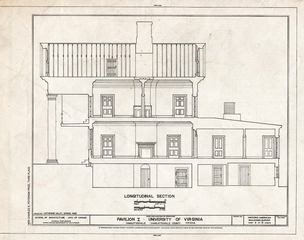 Blueprint HABS VA,2-Char,1-C- (Sheet 8 of 12) - University of Virginia, Pavilion I, West Lawn, Charlottesville, Charlottesville, VA