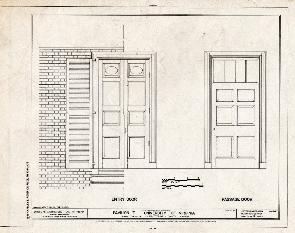 Blueprint HABS VA,2-Char,1-C- (Sheet 9 of 12) - University of Virginia, Pavilion I, West Lawn, Charlottesville, Charlottesville, VA