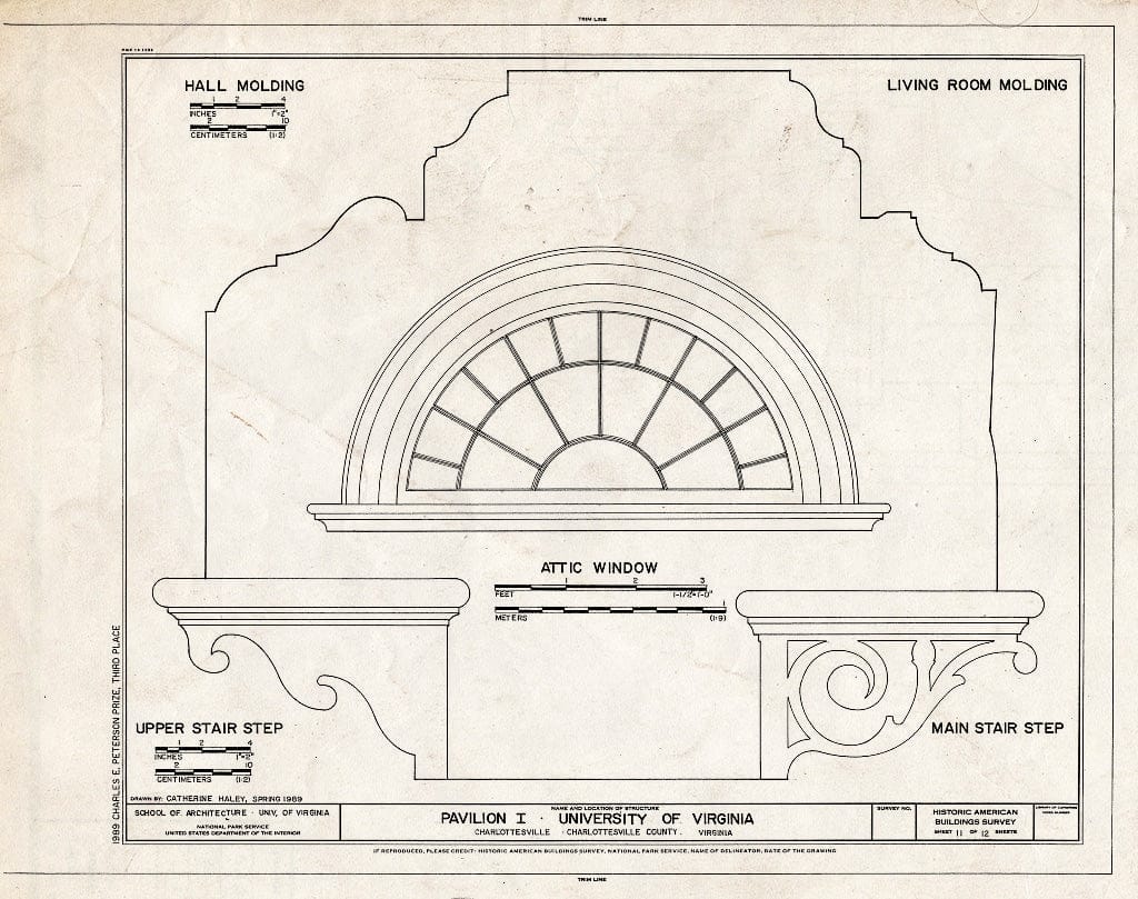 Blueprint HABS VA,2-Char,1-C- (Sheet 11 of 12) - University of Virginia, Pavilion I, West Lawn, Charlottesville, Charlottesville, VA