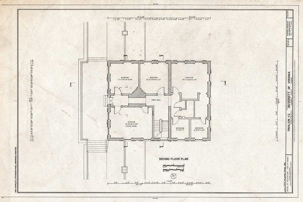 Blueprint HABS VA,2-Char,1-O- (Sheet 4 of 12) - University of Virginia, Pavilion VI, East Lawn, Charlottesville, Charlottesville, VA