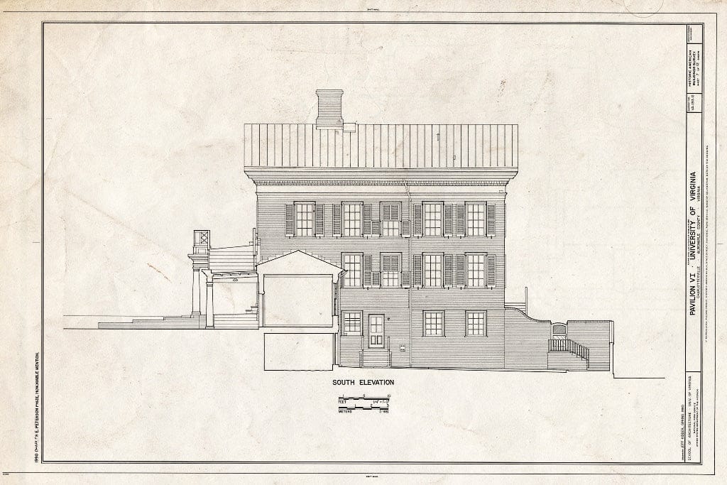 Blueprint HABS VA,2-Char,1-O- (Sheet 7 of 12) - University of Virginia, Pavilion VI, East Lawn, Charlottesville, Charlottesville, VA