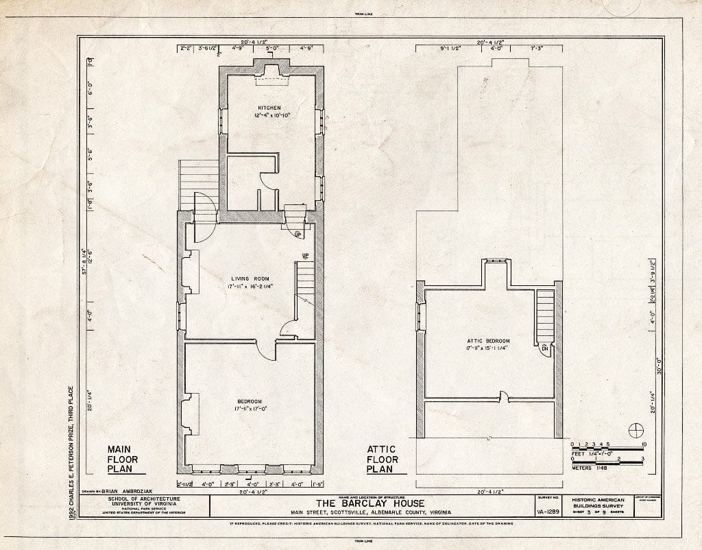 Blueprint HABS VA,2-Scots,7- (Sheet 3 of 9) - Barclay House, Main Street, Scottsville, Albemarle County, VA