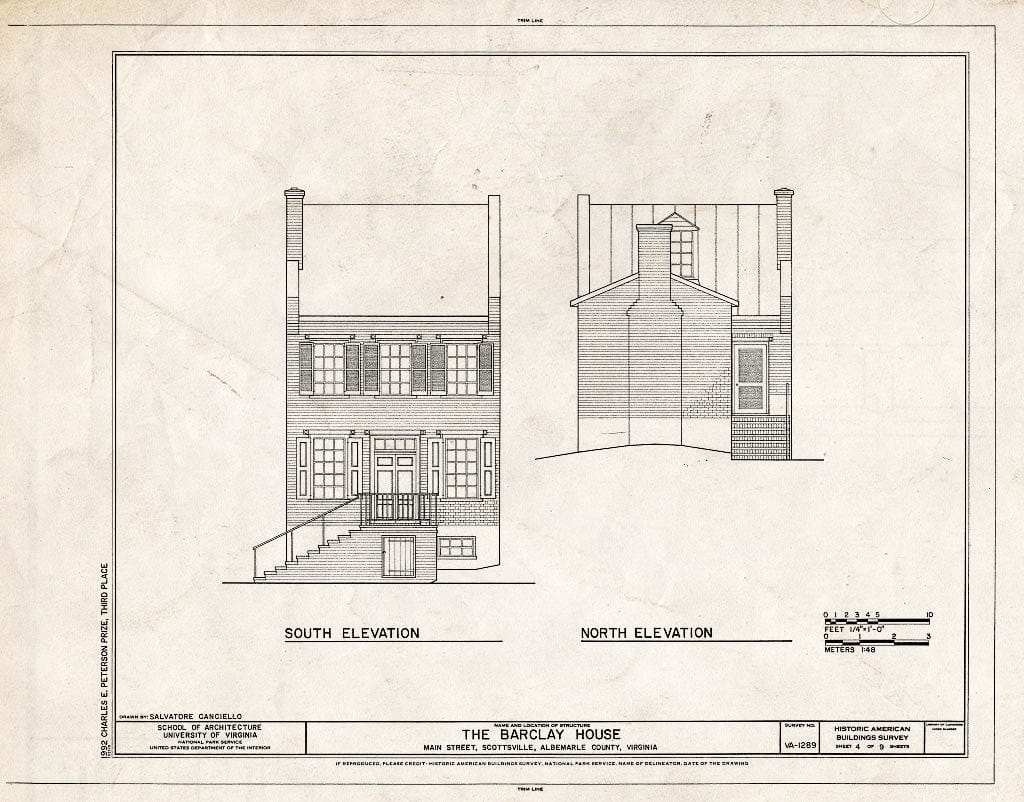 Blueprint HABS VA,2-Scots,7- (Sheet 4 of 9) - Barclay House, Main Street, Scottsville, Albemarle County, VA