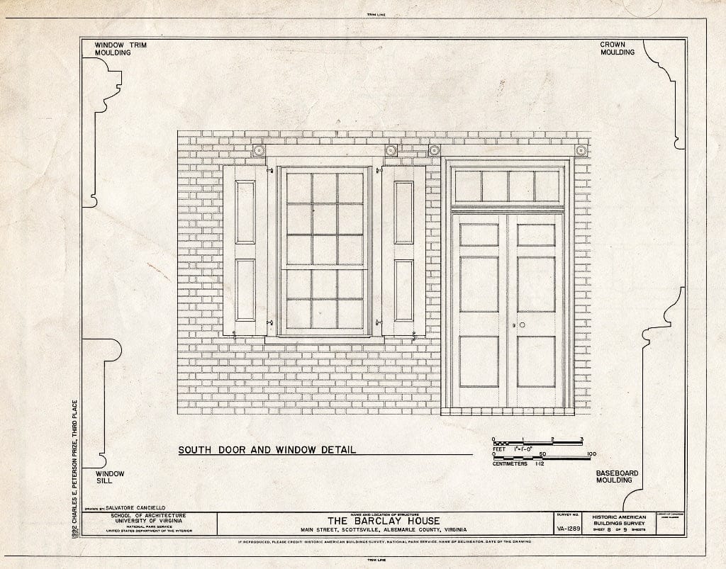 Blueprint HABS VA,2-Scots,7- (Sheet 8 of 9) - Barclay House, Main Street, Scottsville, Albemarle County, VA