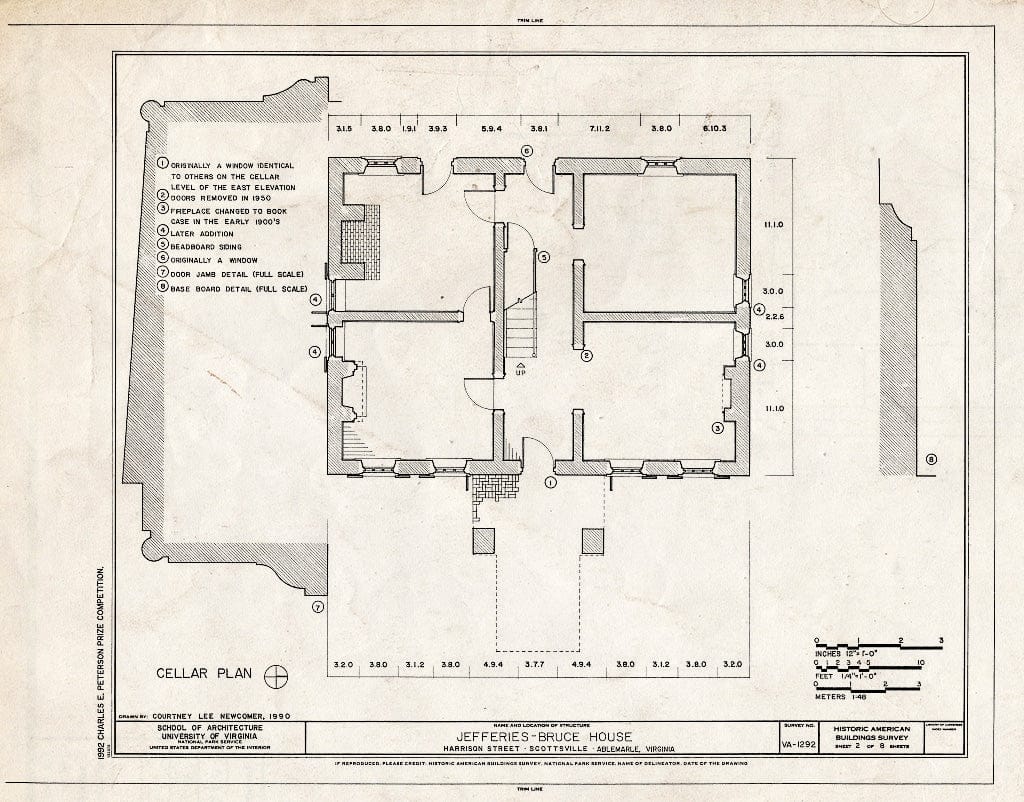 Blueprint HABS VA,2-Scots,8- (Sheet 2 of 8) - Jefferies-Bruce House, Harrison Street, Scottsville, Albemarle County, VA