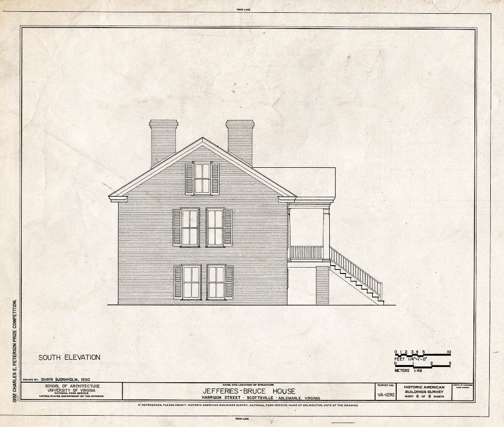Blueprint HABS VA,2-Scots,8- (Sheet 6 of 8) - Jefferies-Bruce House, Harrison Street, Scottsville, Albemarle County, VA
