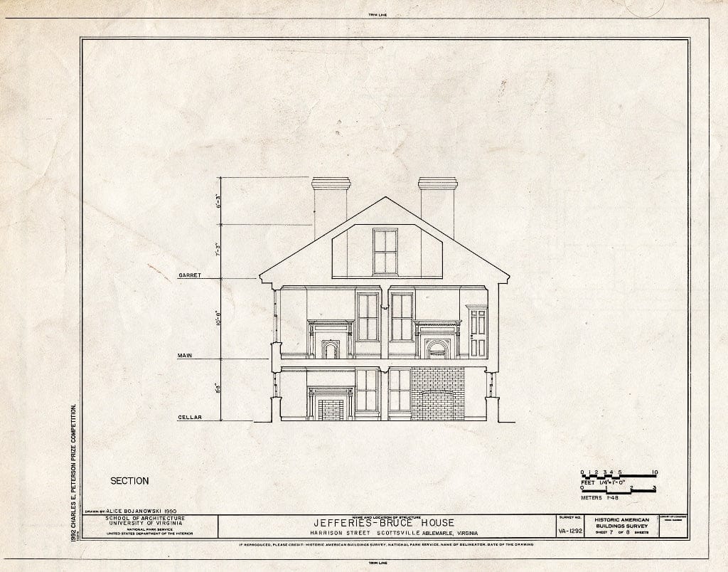 Blueprint HABS VA,2-Scots,8- (Sheet 7 of 8) - Jefferies-Bruce House, Harrison Street, Scottsville, Albemarle County, VA
