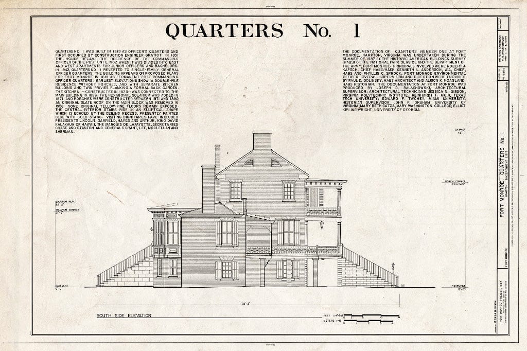 Blueprint HABS VA,28-HAMP,2A- (Sheet 1 of 5) - Fort Monroe, Quarters No. 1, 151 Bernard Road, Hampton, Hampton, VA