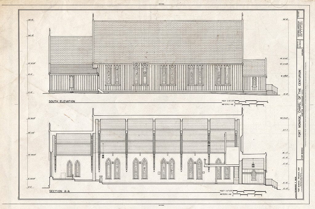 Blueprint HABS VA,28-HAMP,2B- (Sheet 3 of 3) - Fort Monroe, Chapel of The Centurion, Off Ruckman Road, Hampton, Hampton, VA