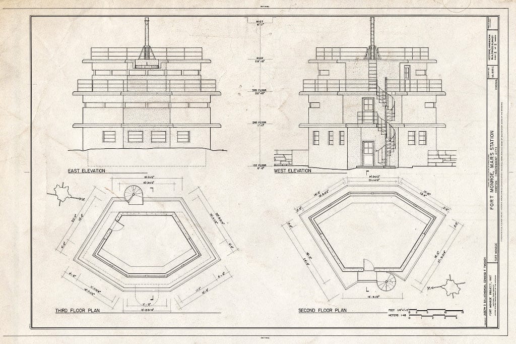 Blueprint HABS VA,28-HAMP,2C- (Sheet 2 of 2) - Fort Monroe, M.A.R.S. Station, Bastion No. 4, Hampton, Hampton, VA