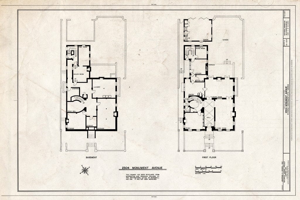Blueprint HABS VA,44-Rich,124- (Sheet 1 of 2) - 2304 Monument Avenue (House), Richmond, Independent City, VA