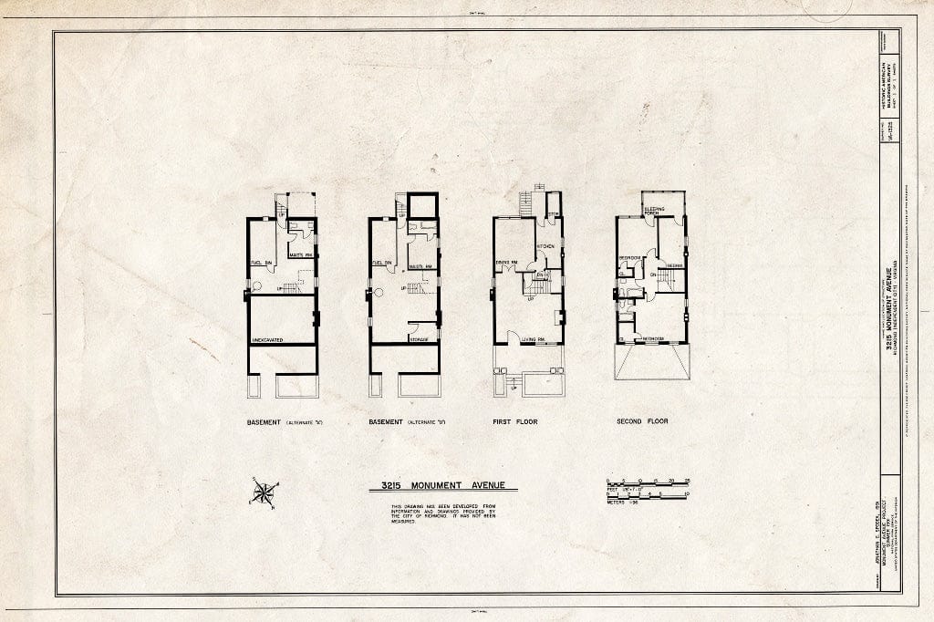 Blueprint HABS VA,44-Rich,140- (Sheet 1 of 1) - 3215 Monument Avenue (House), Richmond, Independent City, VA