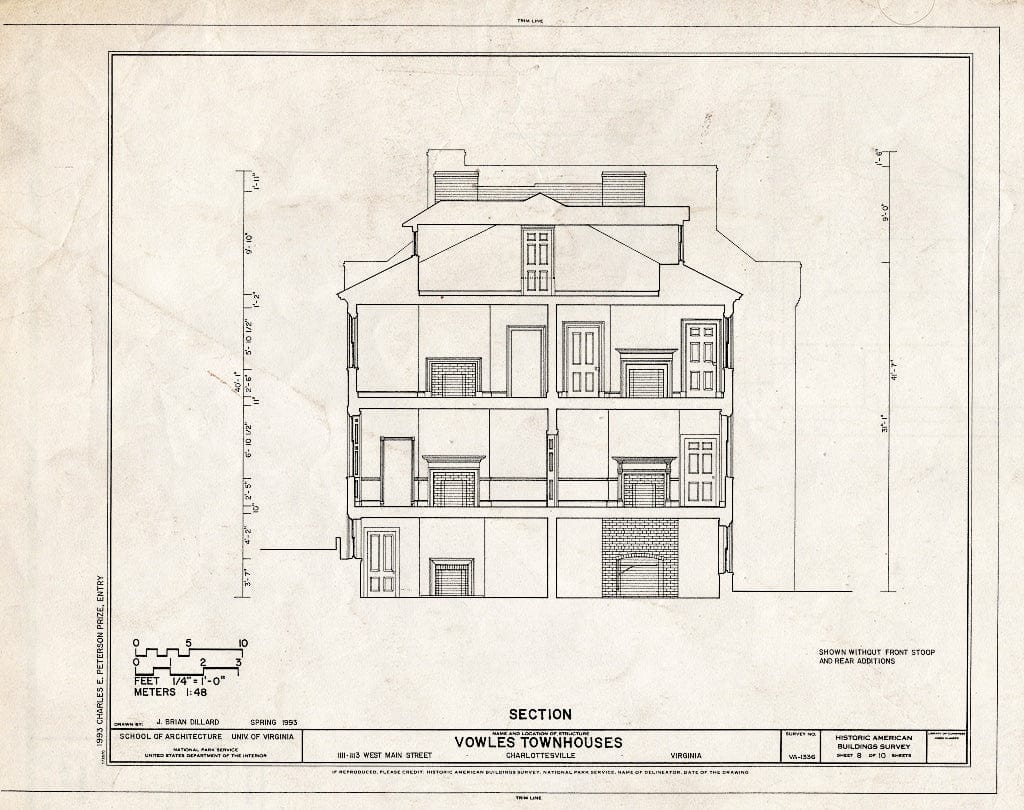 Blueprint Section - Vowles Townhouses, 1111-1113 West Main Street, Charlottesville, Charlottesville, VA