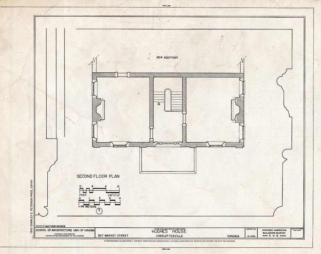 Blueprint Second Floor Plan - Hughes House, 307 Market Street, Charlottesville, Charlottesville, VA
