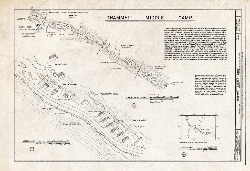 Blueprint HABS VA,26-Tram,1- (Sheet 1 of 1) - Trammel Middle Camp, Trammel, Dickenson County, VA