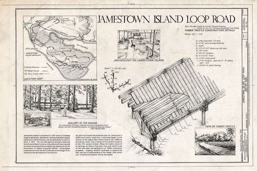 Blueprint HAER VA,48-JAM.V,1- (Sheet 1 of 1) - Jamestown Island Loop Road, Jamestown Island, Jamestown, James City County, VA