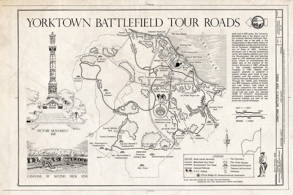 Blueprint HAER VA,100-YORK.V,2- (Sheet 1 of 1) - Yorktown Battlefield Tour Roads, Yorktown, York County, VA