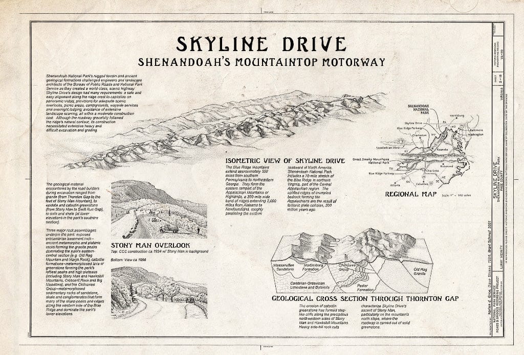 Blueprint HAER VA,70-LURA.V,4- (Sheet 2 of 18) - Skyline Drive, from Front Royal, VA to Rockfish Gap, VA, Luray, Page County, VA