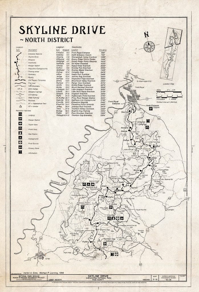 Blueprint HAER VA,70-LURA.V,4- (Sheet 3 of 18) - Skyline Drive, from Front Royal, VA to Rockfish Gap, VA, Luray, Page County, VA