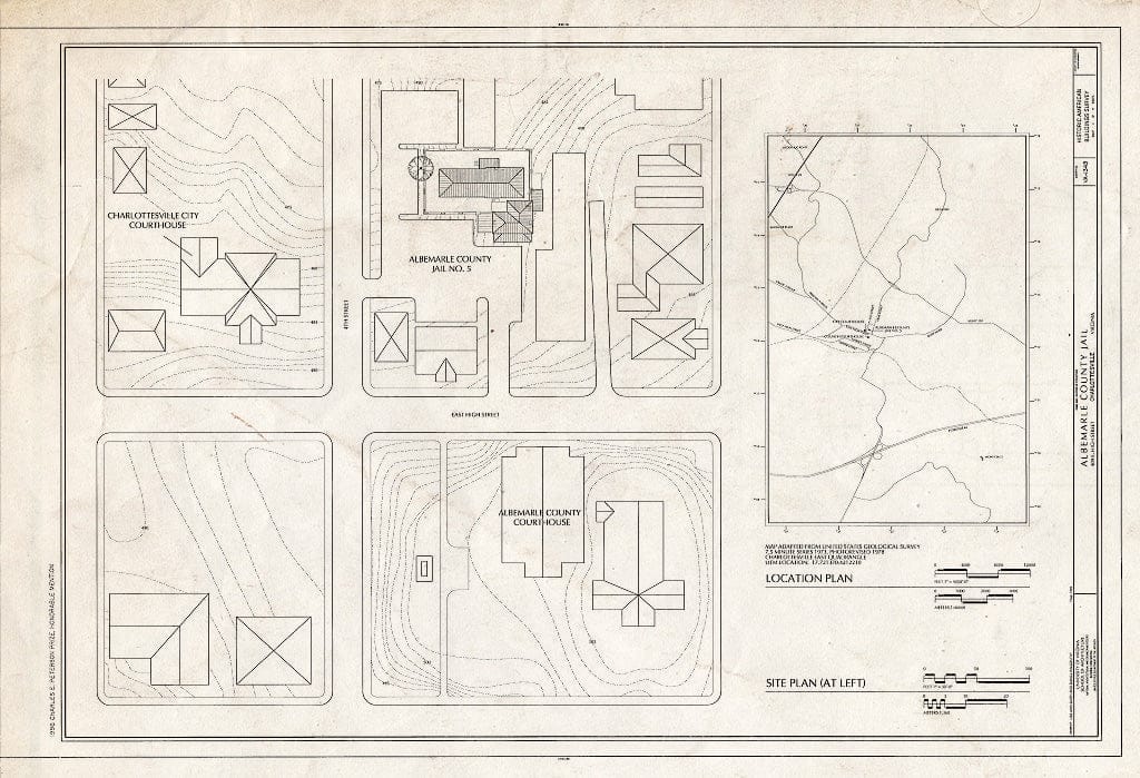 Blueprint Location map, site Plan - Albemarle County Jail, 409 East High Street, Charlottesville, Charlottesville, VA