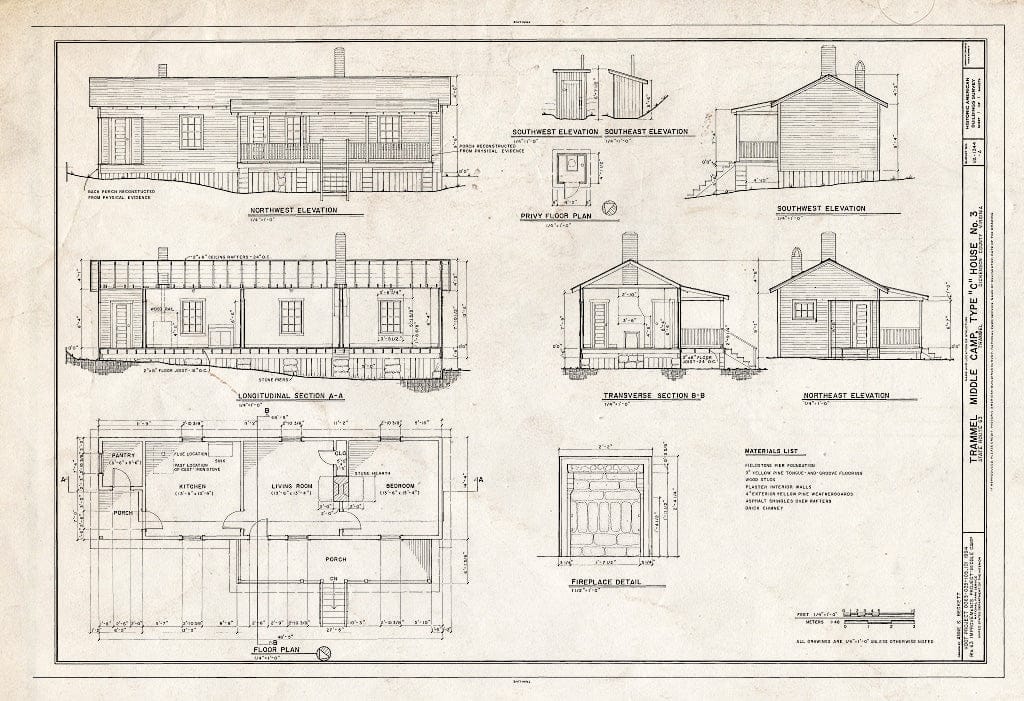 Blueprint HABS VA,26-Tram,1A- (Sheet 1 of 1) - Trammel Middle Camp, Type C House No. 3, Trammel, Dickenson County, VA