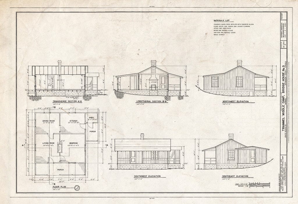 Blueprint HABS VA26-TRAM,1B- (Sheet 1 of 1) - Trammel Middle Camp, Bridge House No. 3, Trammel, Dickenson County, VA